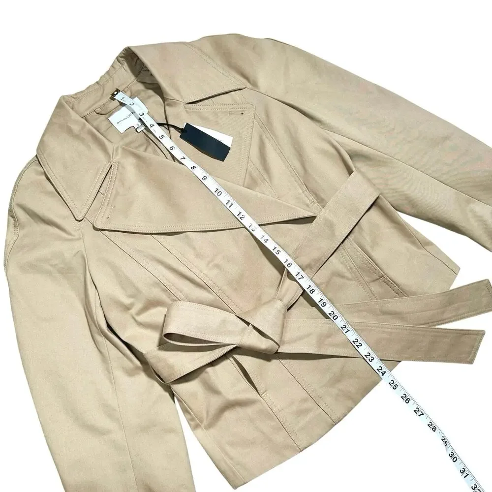 Banana Republic | Women | Beige Chic Cape Back Belted Short Trench Coat | Small - Picture 7 of 16